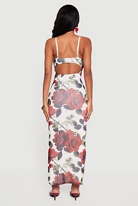 Womens Floral Mesh Padded Cup Sweetheart Bustier Dress, Multi, Size M