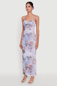 Womens Floral Mesh Padded Cup Sweetheart Bustier Dress, Blue, Size XL