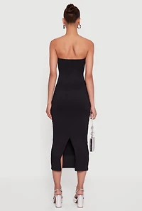 Womens Almost Famous Rhinestone Midi Tube Dress, Black,