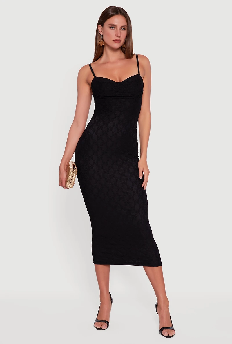 Womens Floral Lace Sweetheart Cowl Neck Maxi Dress,