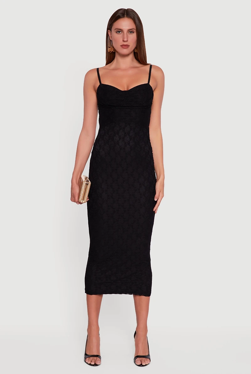 Floral Lace Sweetheart Cowl Neck Maxi Dress