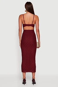 Womens Floral Lace Sweetheart Cowl Neck Maxi Dress, Burgundy,