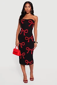 Almost Famous Bow Print Tube Dress