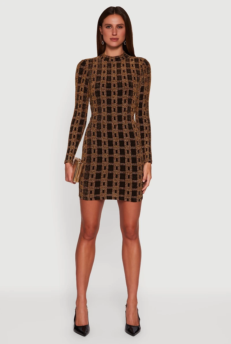 Womens Almost Famous Patterned Lurex Open Tie Back Mini Dress,