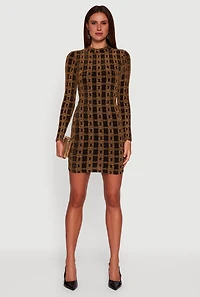 Womens Almost Famous Patterned Lurex Open Tie Back Mini Dress,