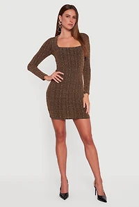 Womens Almost Famous Patterned Lurex Open Tie Back Mini Dress,