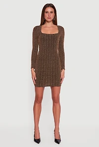 Womens Almost Famous Patterned Lurex Open Tie Back Mini Dress,