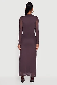 Almost Famous Floral Mesh Long Sleeve Mock Neck Maxi Dress