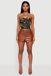 Fleece Lined Faux Leather Shorts