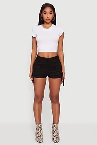 Faux Suede Tabbed Cargo Pocket Shorts