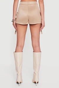 Faux Suede Tabbed Cargo Pocket Shorts