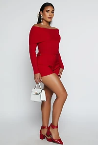 Womens Side Buckle Detail Shorts, Red, Size S