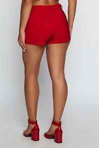 Womens Side Buckle Detail Shorts, Red, Size S