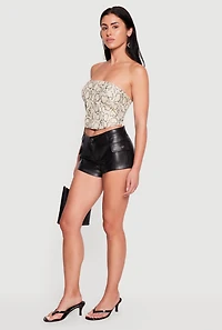 Micro Faux Leather Cargo Shorts