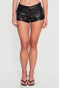 Micro Faux Leather Cargo Shorts