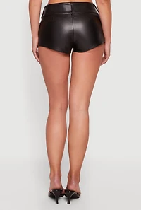 Almost Famous Belted Front Faux Leather Micro Shorts