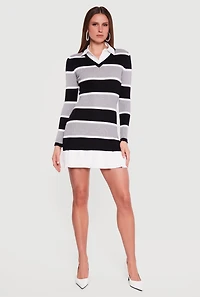 Striped Layered Look Sweater Dress