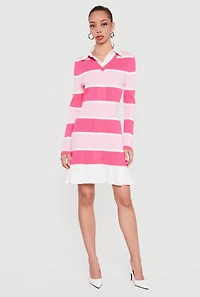 Striped Layered Look Sweater Dress