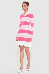 Striped Layered Look Sweater Dress