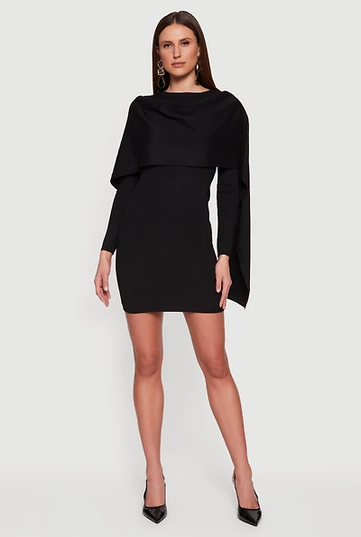 Almost Famous Mini Sweater Dress with Removable Scarf