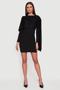 Almost Famous Mini Sweater Dress with Removable Scarf