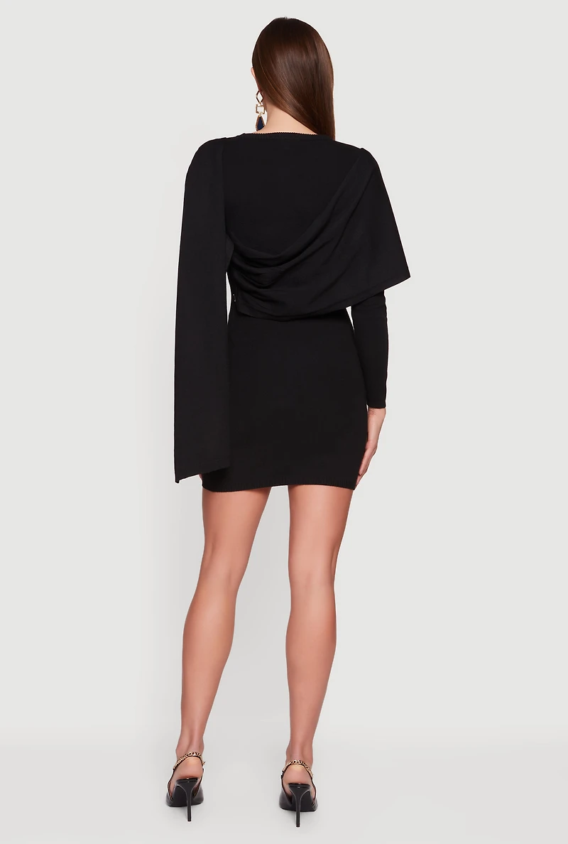 Almost Famous Mini Sweater Dress with Removable Scarf