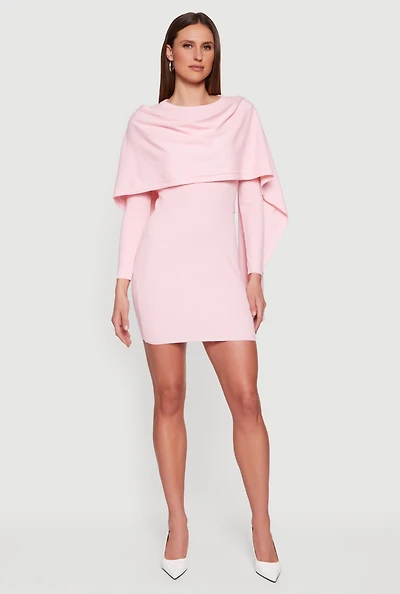 Almost Famous Mini Sweater Dress with Removable Scarf