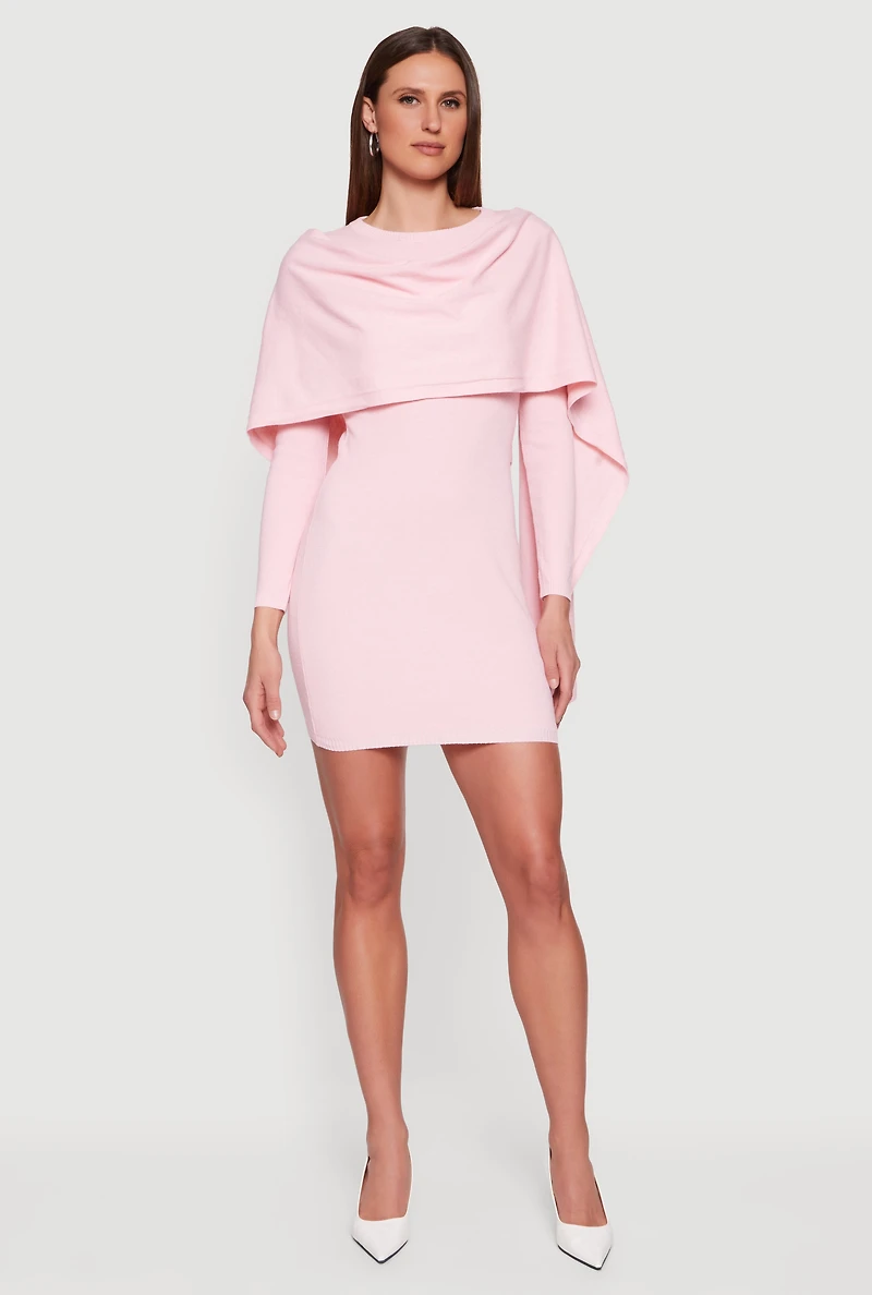 Almost Famous Mini Sweater Dress with Removable Scarf