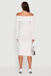 Almost Famous Zip Front Fold Over Off the Shoulder Dress