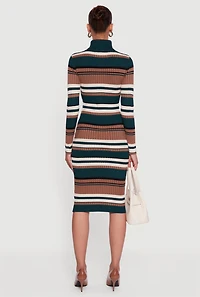 Womens Almost Famous Striped Turtleneck Sweater Dress, Multi,