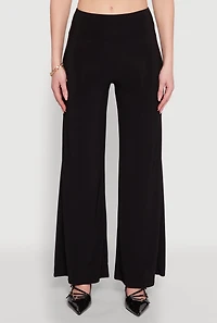 Womens Wide Waist Palazzo Pants, Black, Size M