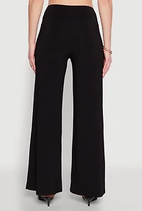 Womens Wide Waist Palazzo Pants, Black, Size M