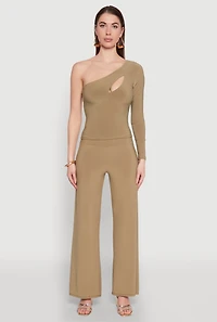 Womens Wide Waist Palazzo Pants, Green,