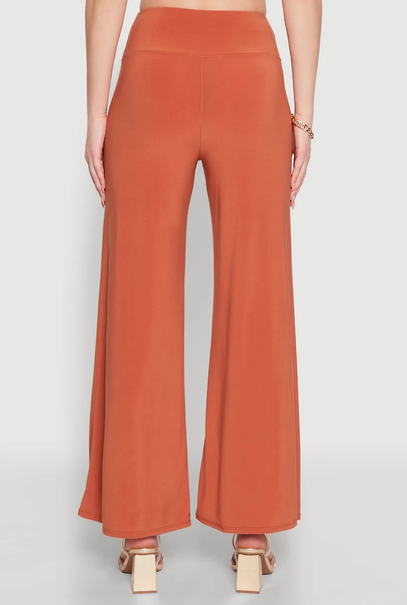 Womens Wide Waist Palazzo Pants, Orange, Size XL