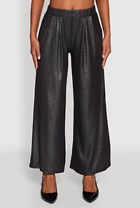 Womens Lurex Ribbed Knit High Waisted Pants, M