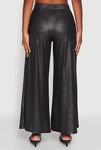 Womens Lurex Ribbed Knit High Waisted Pants, M