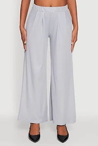 Womens Lurex Ribbed Knit High Waisted Pants, Grey,