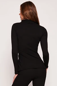 Womens Textured Knit Split Hem Blouse, M