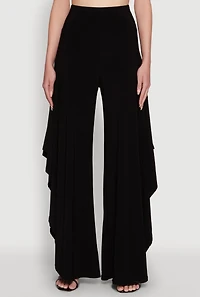 Womens Palazzo Pants with Wide Leg and Asymmetrical Design,