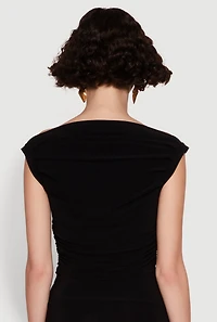 Womens Chic Sleeveless Pleated Blouse,