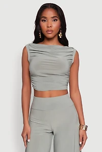 Womens Chic Sleeveless Pleated Blouse,