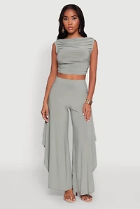 Womens Chic Sleeveless Pleated Blouse,