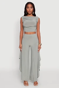 Womens Chic Sleeveless Pleated Blouse,