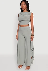 Womens Chic Sleeveless Pleated Blouse,