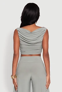 Womens Chic Sleeveless Pleated Blouse,