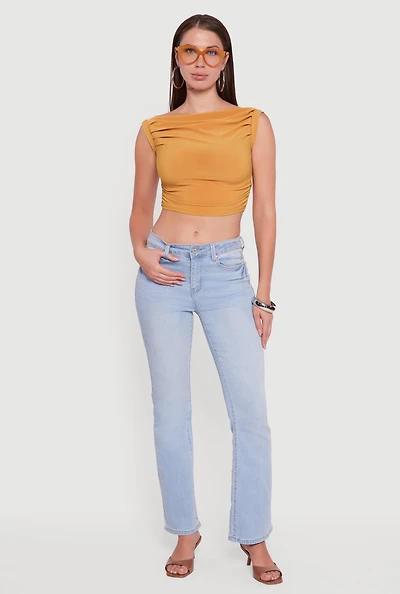 Womens Chic Sleeveless Pleated Blouse, Yellow, Size M