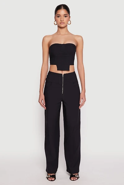 Womens Hyperstretch Zip Front Pants, Black, Size M