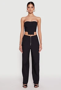 Womens Hyperstretch Strapless Bustier Top, Black, Size L