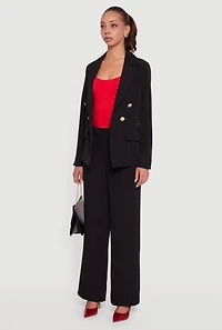 Womens Button Detail Long Sleeve Blazer, M