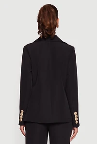 Womens Button Detail Long Sleeve Blazer, M
